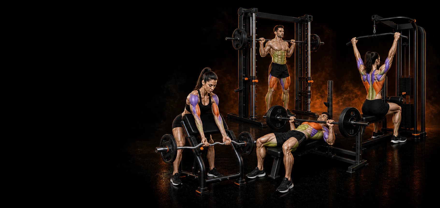 Exercise Studio demonstrations for strength and gym movements